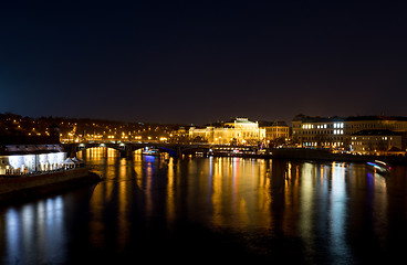 Image showing Night photo Prague river Vltava
