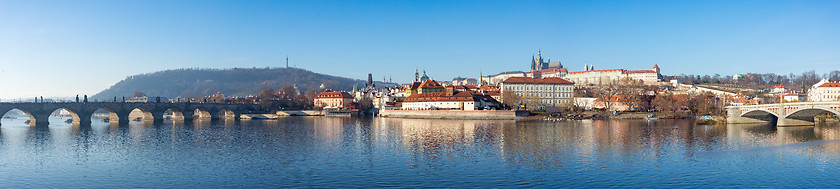 Image showing Cathedral of St. Vitus, Prague castle and the Vltava River