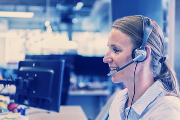 Image showing female support phone operator
