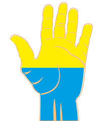 Image showing Flag of the ukraine on palm