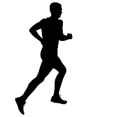 Image showing Silhouettes Runners on sprint, men. illustration.