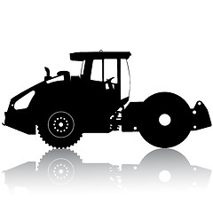 Image showing Silhouette of a road roller. illustration.