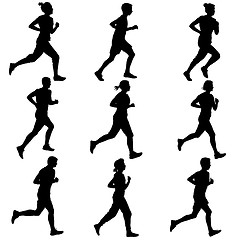 Image showing Set of silhouettes. Runners on sprint, men illustration