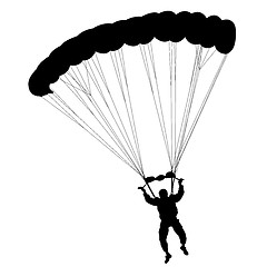 Image showing Skydiver, silhouettes parachuting illustration