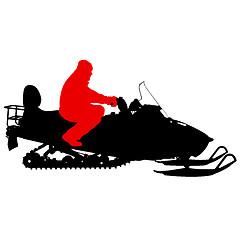 Image showing Silhouette snowmobile  on white background. illustration