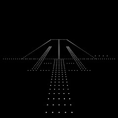 Image showing Luminous night landing lights Airport. illustration.