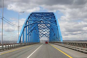 Image showing Blue steel bridge across the Yenisei River