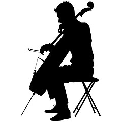 Image showing Silhouettes a musician playing the cello.