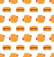 Image showing Seamless Texture with Hamburgers. Fast Food Pattern