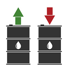 Image showing Black Oil Barrels with Green Red and Arrows