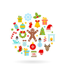 Image showing Christmas Colorful Flat Icons