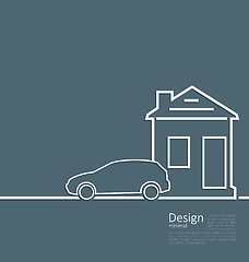 Image showing Web template house and parking car logo in minimal flat style cl
