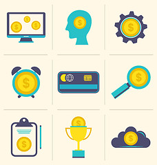 Image showing Flat icons of financial and business items