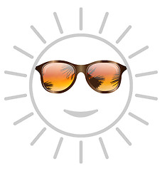 Image showing Concept of Smile Sun with Sunglasses