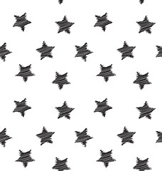 Image showing Seamless hand drawing star pattern