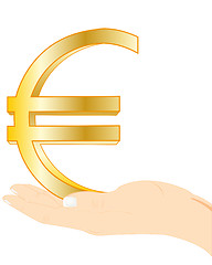 Image showing Sign euro in palm