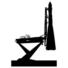 Image showing Silhouette space ship before the launch into orbit. illustration