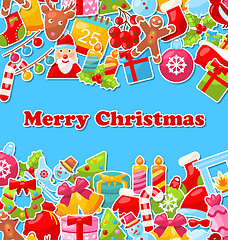 Image showing Merry Christmas Celebration Card with Traditional Elements