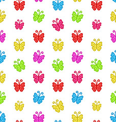 Image showing Seamless Pattern with Multicolored Hand Drawn Butterflies