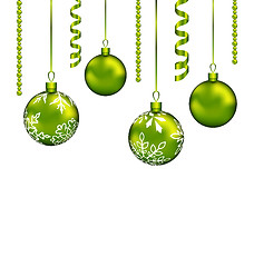 Image showing Christmas balls with streamer and copy space for your text