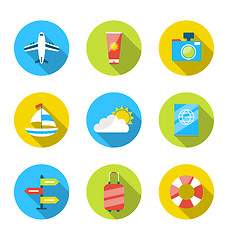 Image showing Flat modern set icons of traveling, planning summer vacation, to