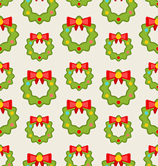 Image showing Seamless Pattern with Christmas Wreathes