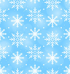 Image showing Seamless Wallpaper with Different Snowflakes