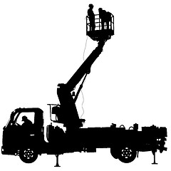 Image showing Electrician, making repairs at a power pole. illustration