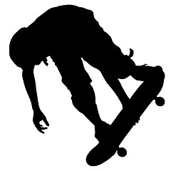 Image showing Silhouettes a skateboarder performs jumping. illustration