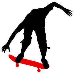 Image showing Silhouettes a skateboarder performs jumping. illustration