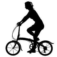 Image showing Silhouette of a cyclist girl. illustration