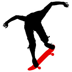 Image showing Silhouettes a skateboarder performs jumping. illustration