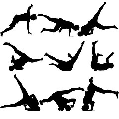 Image showing Silhouettes breakdancer on a white background. illustration