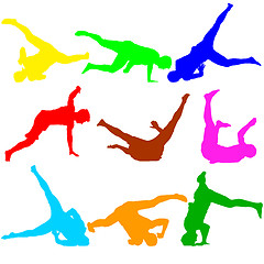 Image showing Silhouettes breakdancer on a white background. illustration