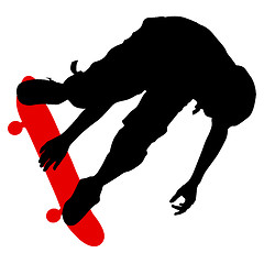 Image showing Silhouettes a skateboarder performs jumping. illustration