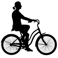 Image showing Silhouette of a cyclist girl. illustration