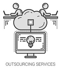 Image showing Outsourcing services line icons.