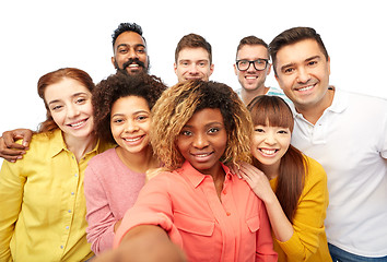 Image showing international group of happy people taking selfie