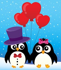 Image showing Valentine penguins theme image 2