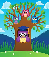 Image showing Tree with stylized school owl theme 2