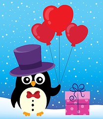 Image showing Valentine penguin topic image 2