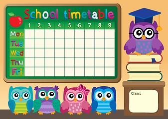 Image showing School timetable with owls