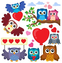 Image showing Valentine owls theme collection 1