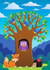 Image showing Tree with various animals theme 4