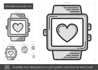 Image showing Wearable computer line icon.