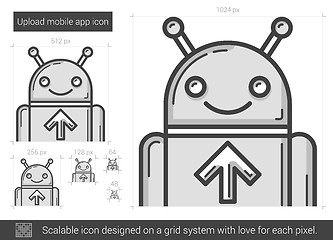 Image showing Upload mobile app line icon.