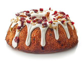 Image showing Fruit cake on white background