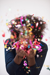 Image showing happy young woman celebrating