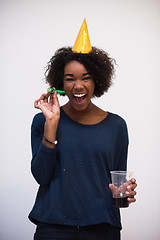 Image showing happy young woman celebrating