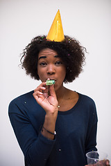 Image showing happy young woman celebrating